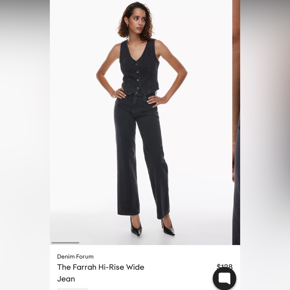 Denim Forum, size 26 black wide leg jeans from Aritzia (Brand new)
